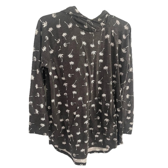 LuLaRoe Tops - Lularoe Amber Hoodie With Front Pouch Palm Trees Gray Size Large